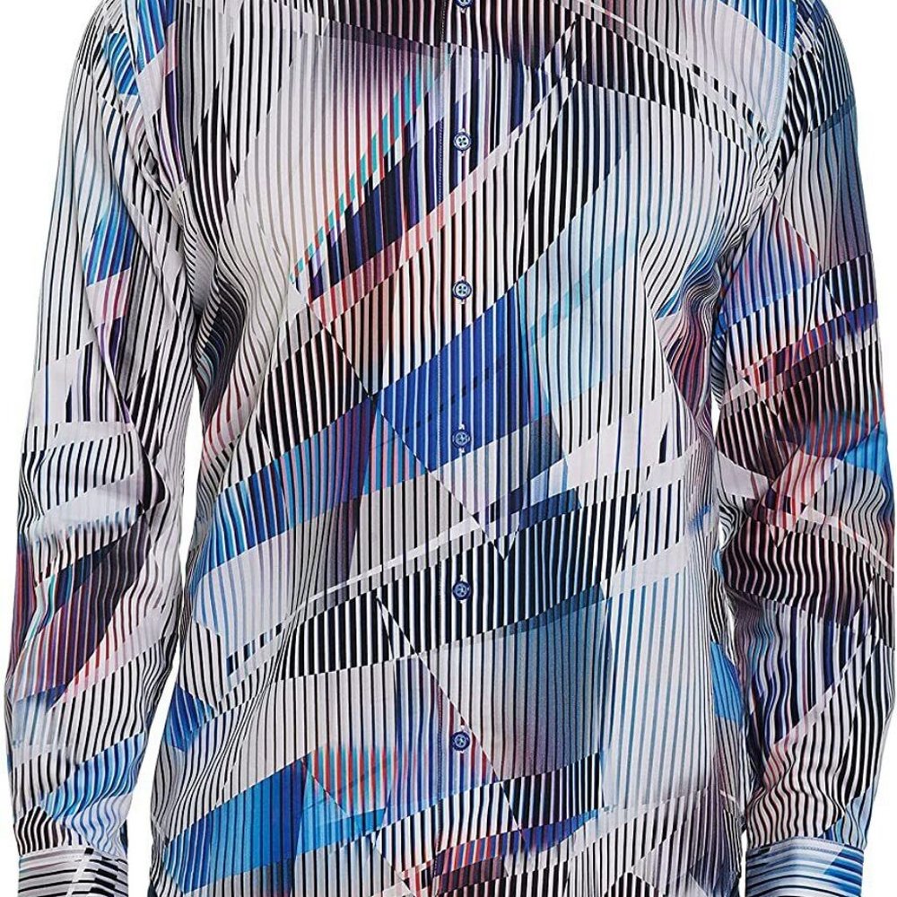 ROBERT GRAHAM Blue Grey Purple Geometric Long Sleeve Size XL Brand New w/ Tags